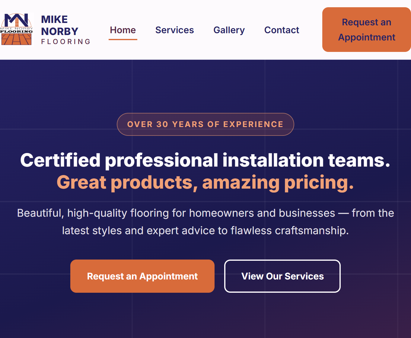 Mike Norby Flooring homepage
